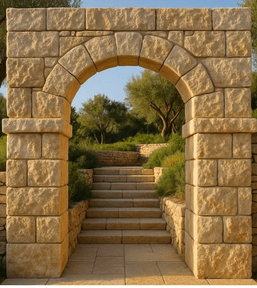 Archway and staircase inspired brand visual