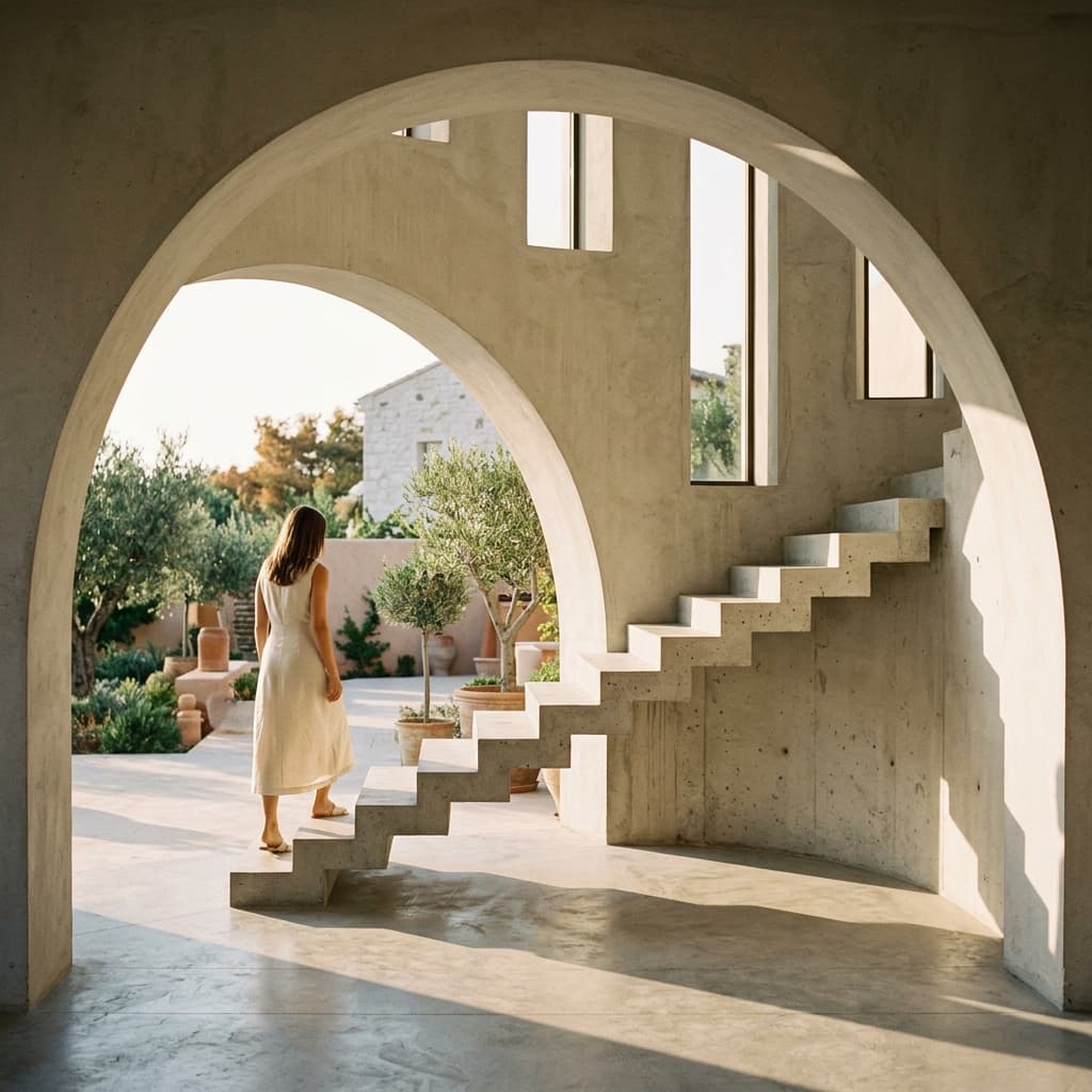 Archway and staircase inspired brand visual