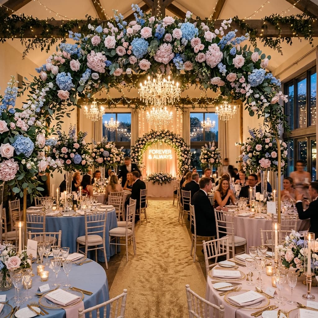 Elegant event planning arch visual